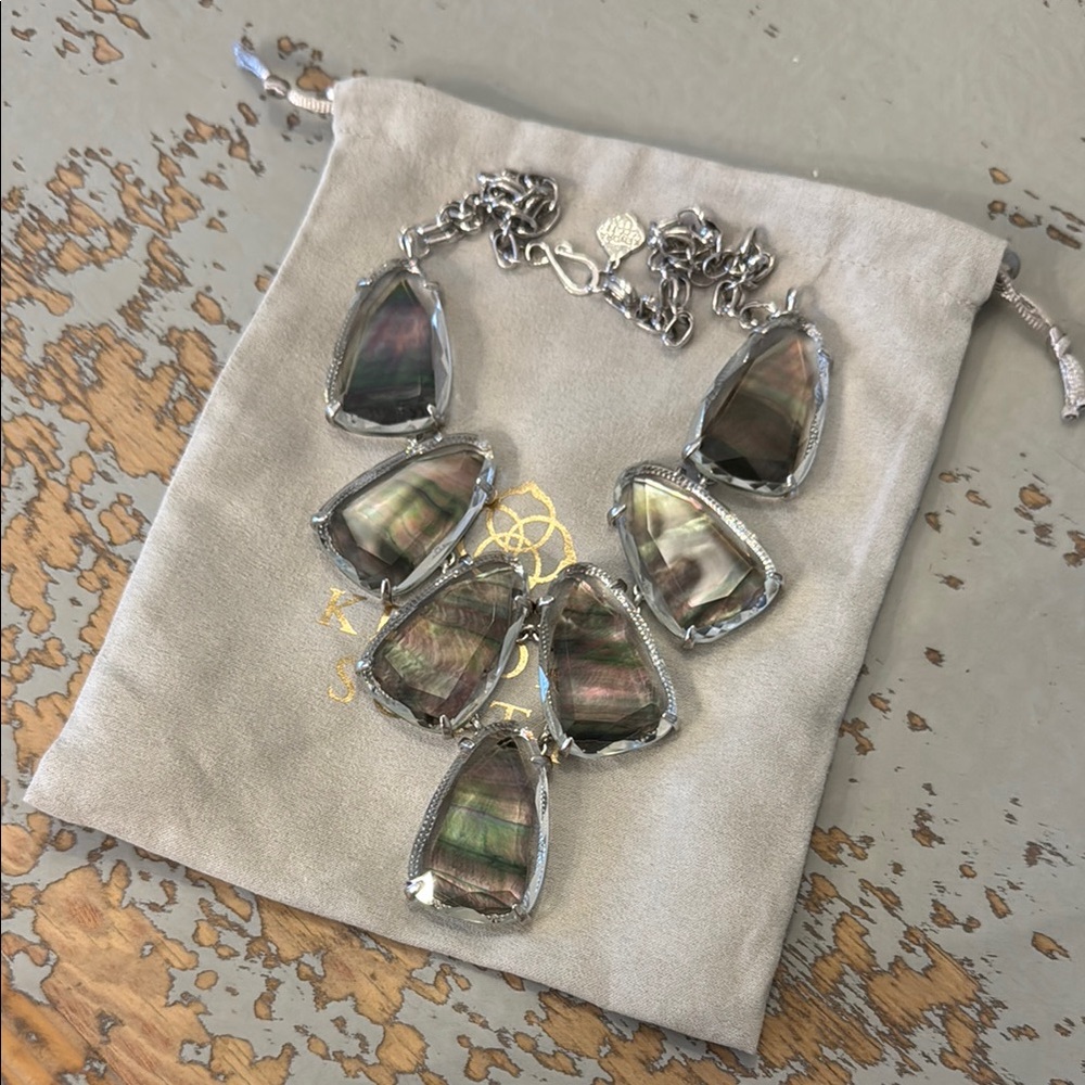 EUC Kendra Scott Harlow in Silver/Black MoP